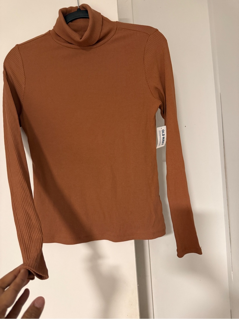 Old Navy Ribbed Turtleneck Long Sleeve Top - Rust Brown